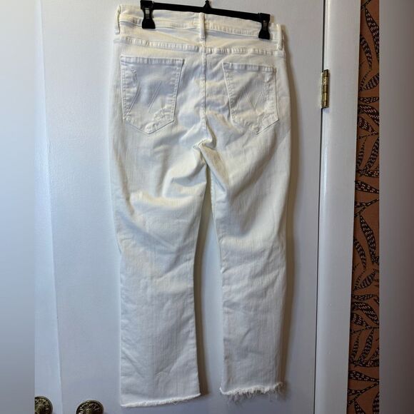 MOTHER The Insider Crop Step Fray Jeans Little Miss Innocent White Size 31 - Picture 2 of 7